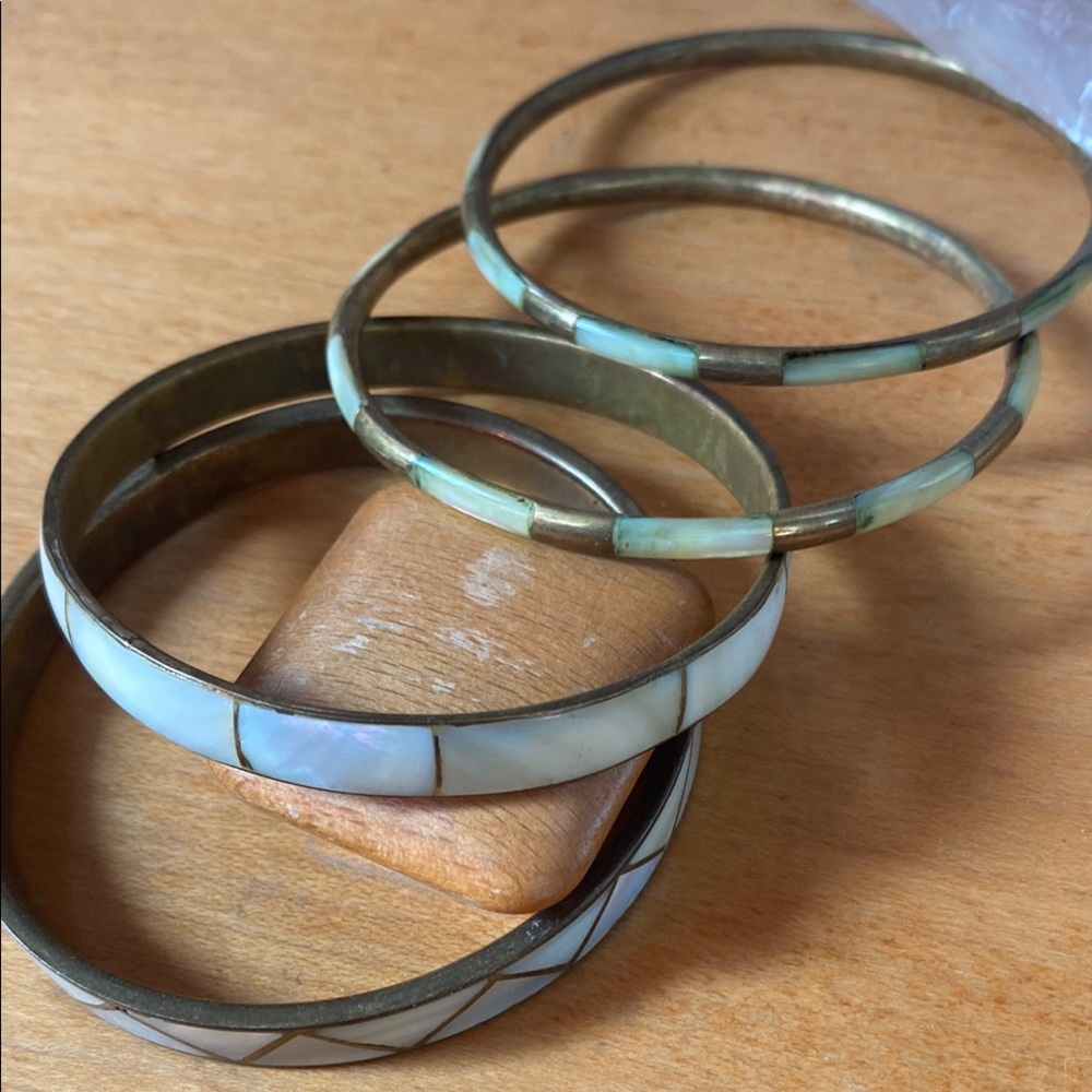 Artisan White and Gold Bracelet Set